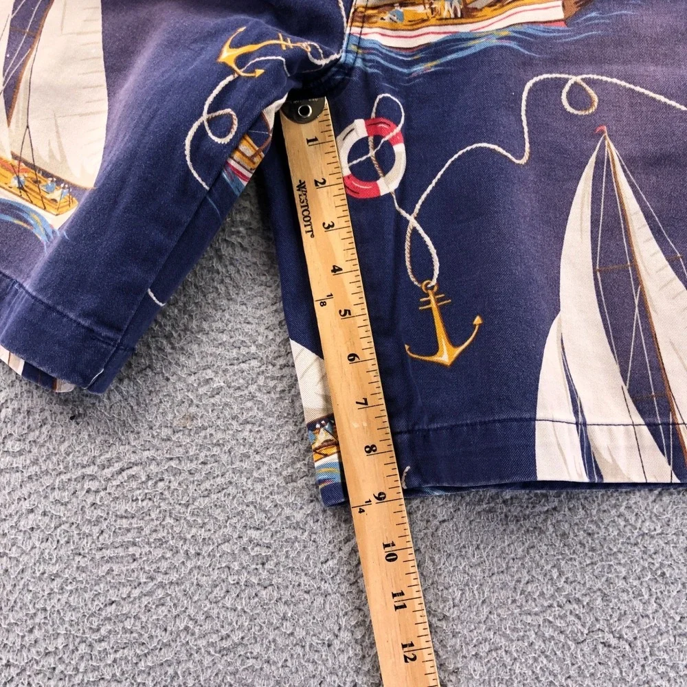 Vintage Polo Ralph Lauren Shorts Men 36 Sailboat AOP Distressed Novelty Chino